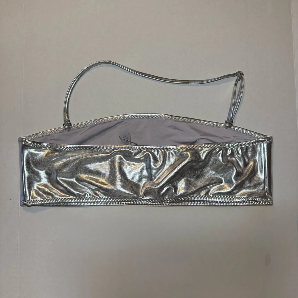 Skims Nickel (Silver Metallic) Bandeau Bikini Top size 3X NWT